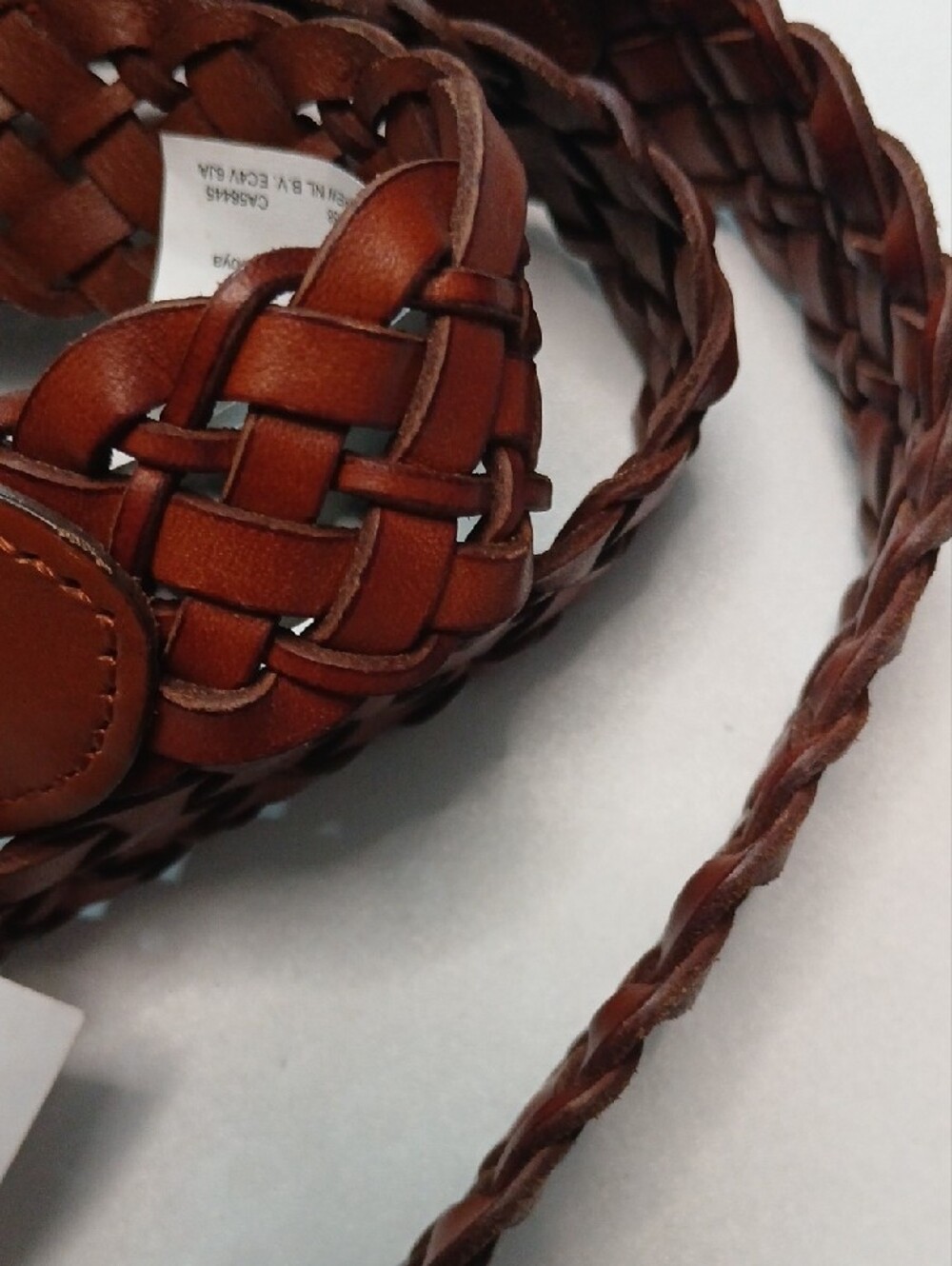 J. Crew Woven Leather Belt in Cognac Brown with Gold Buckle - Picture 3 of 4